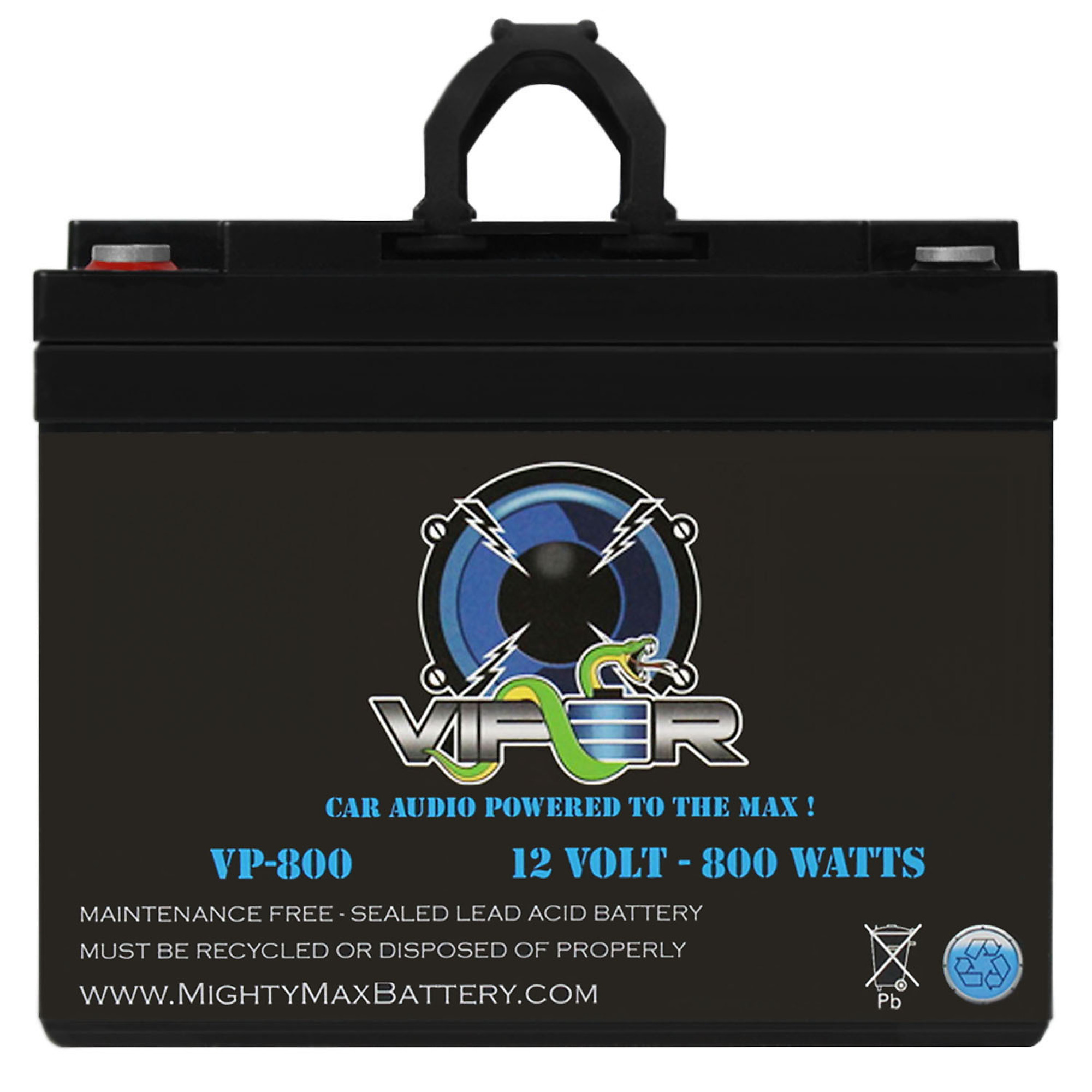 Viper by Mighty Max Battery VP-800 — 12V, 35Ah, 800W Car Audio High Current Power Cell Battery, Internal Terminal, Model# MAX3513190